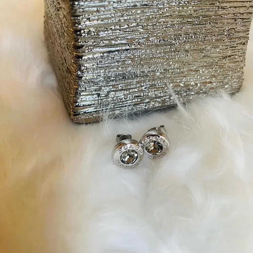 Coach New York Silver-Tone Crystal Stud Earrings - Picture 7 of 8